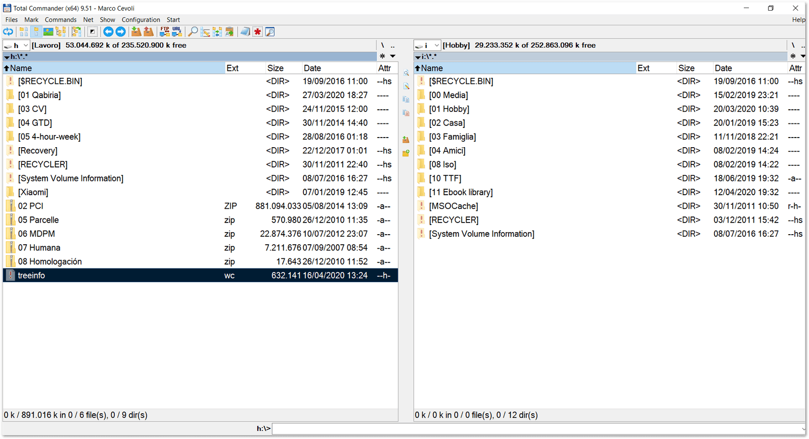 Schermata di Total Commander