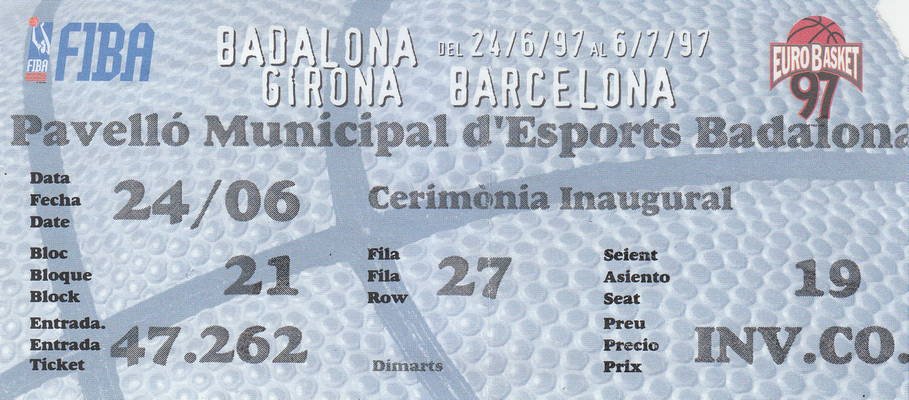 Biglietto dell’Eurobasket ’97