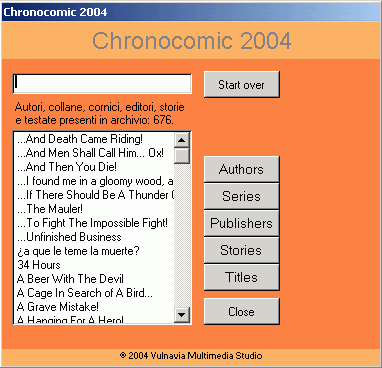 Schermata iniziale di Chronocomics