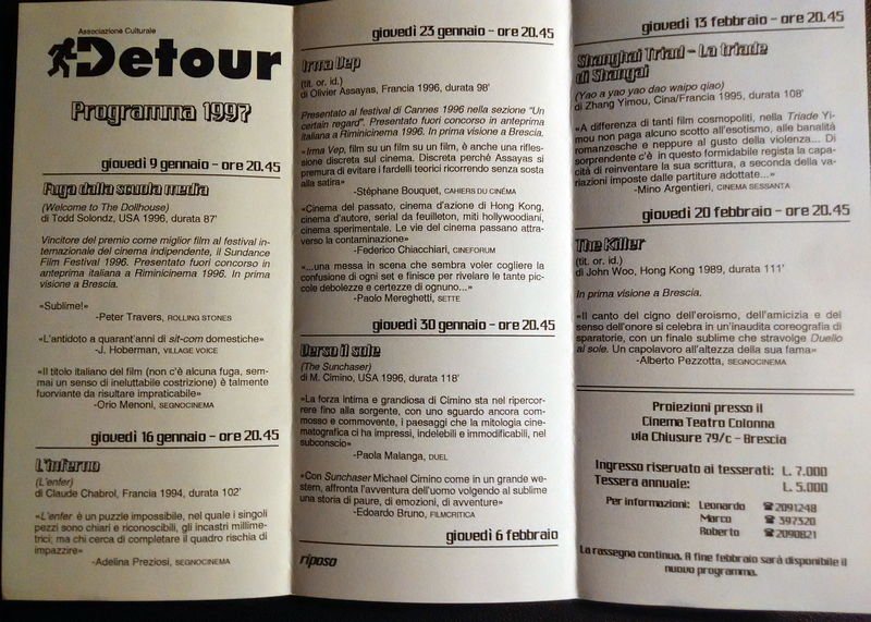 Locandina rassegna stagionale Detour gennaio 1997