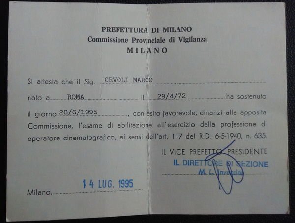 Patentino da proiezionista