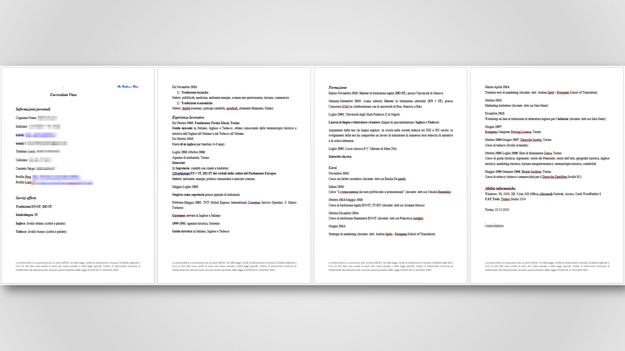 Prima CV troppo lungo